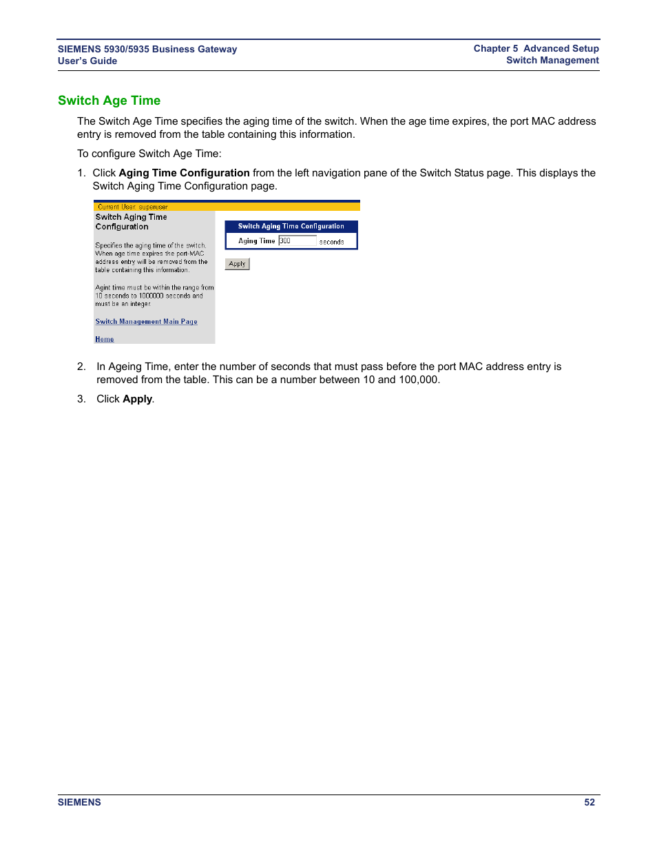 Switch age time | Siemens BUSINESS CLASS 5935 User Manual | Page 58 / 94