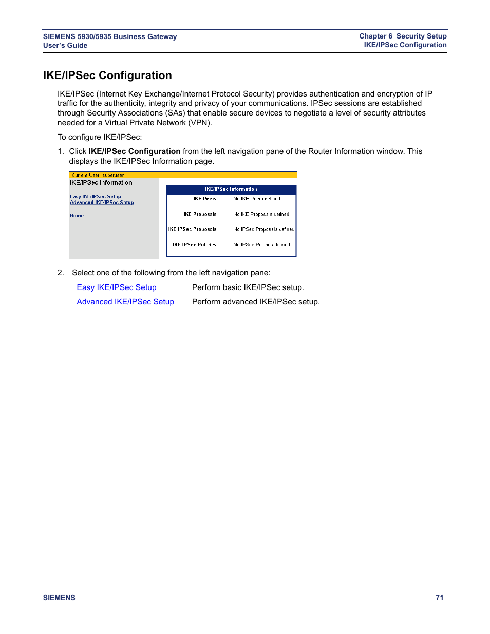 Ike/ipsec configuration | Siemens BUSINESS CLASS 5935 User Manual | Page 77 / 94