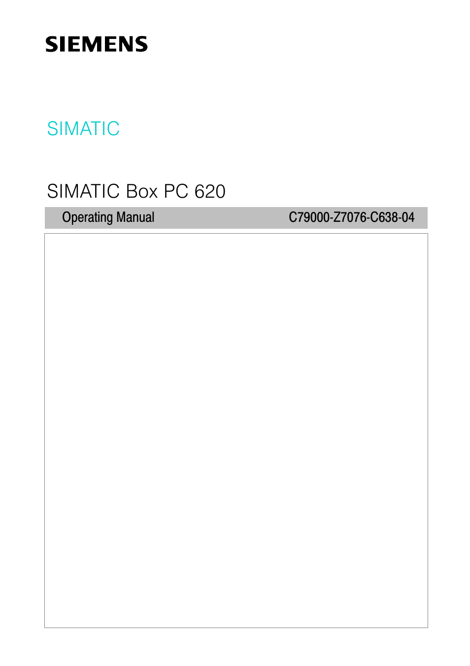 Siemens C79000 Z7076 C638 04 User Manual | 78 pages