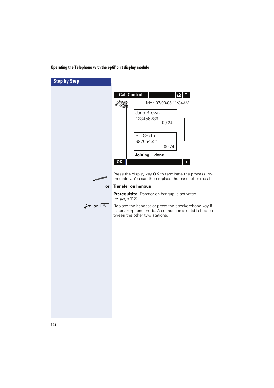 Transfer on hangup | Siemens HIPATH 8000 OPTIPOINT410 User Manual | Page 142 / 242