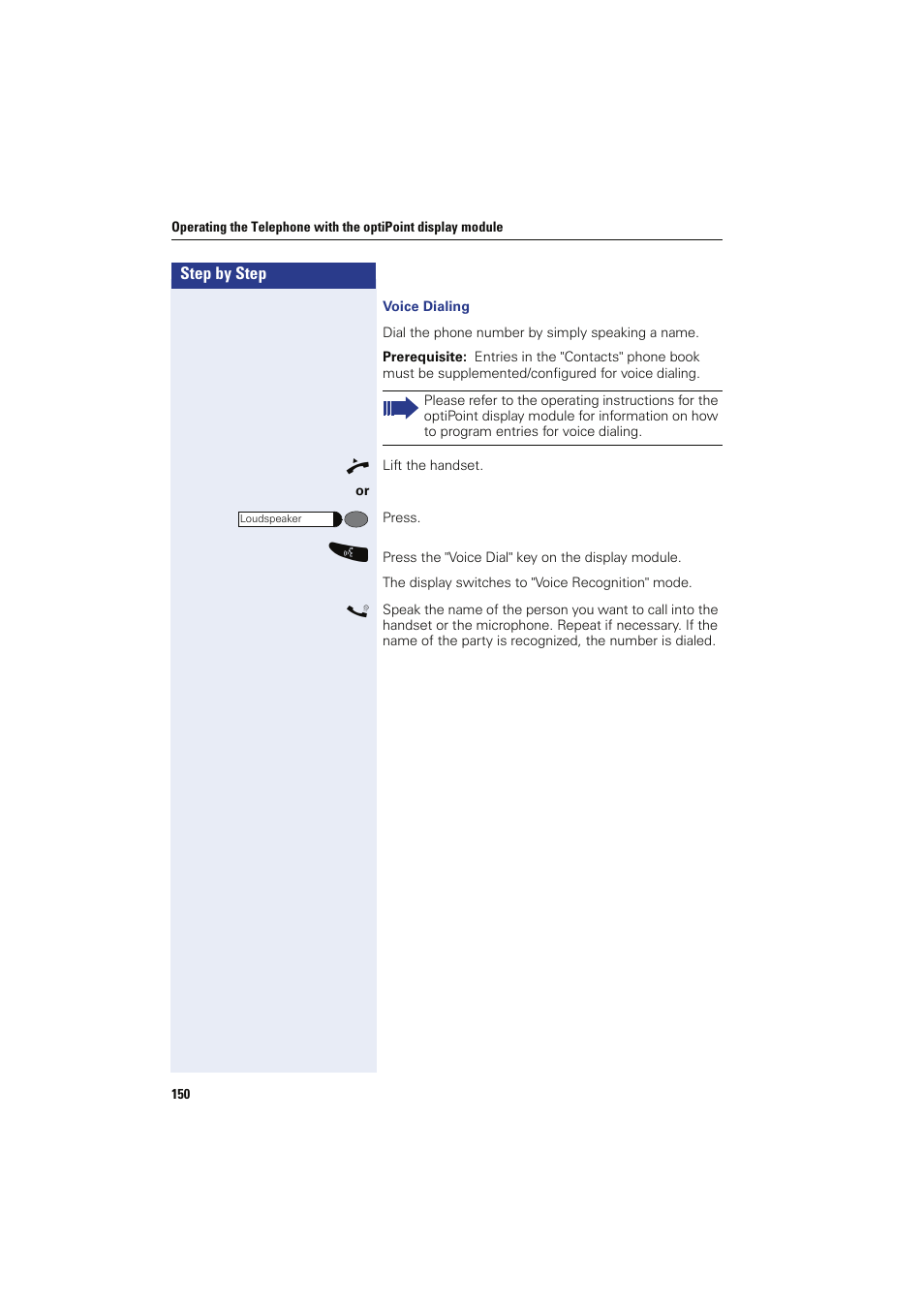 Voice dialing | Siemens HIPATH 8000 OPTIPOINT410 User Manual | Page 150 / 242