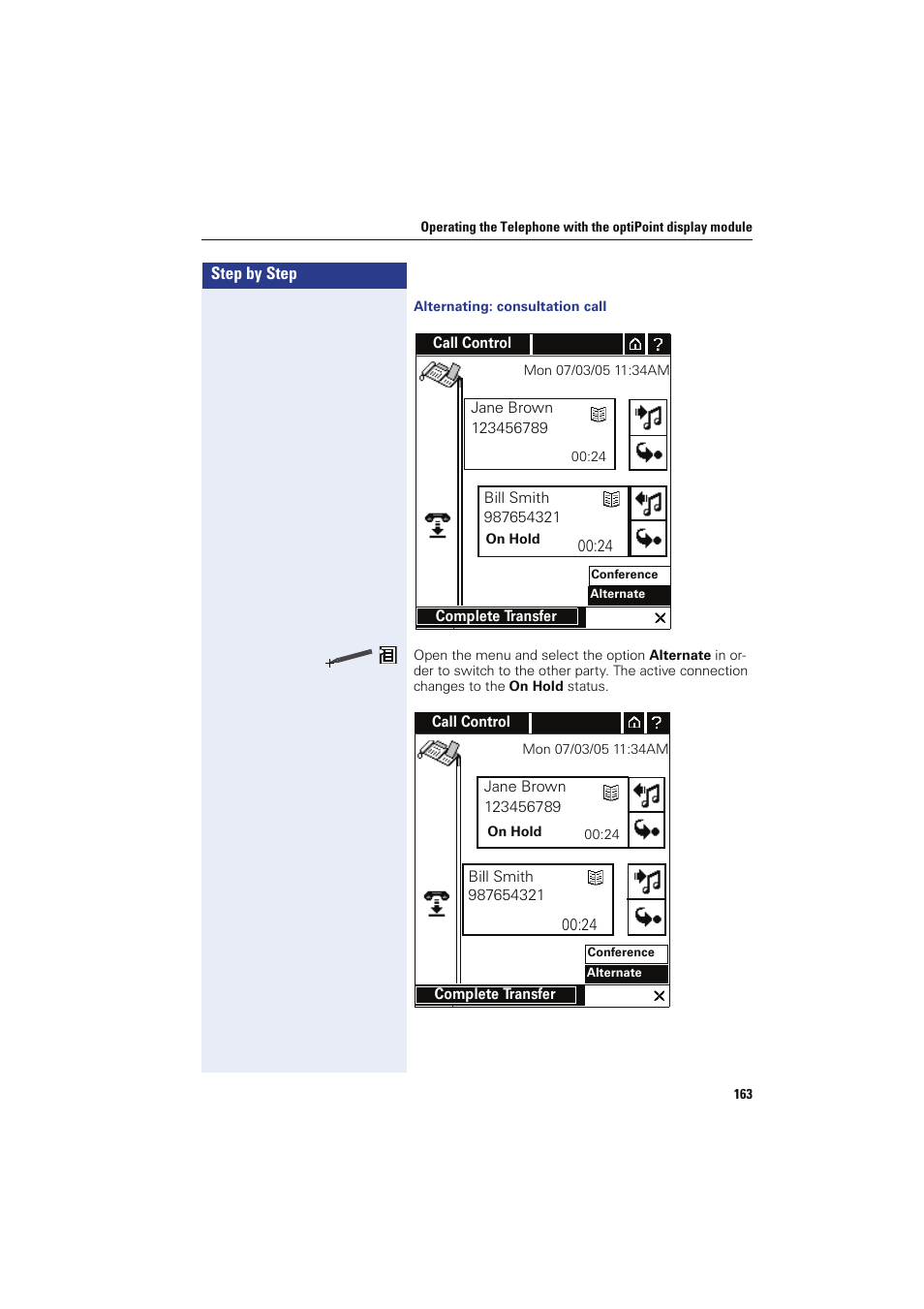 Alternating: consultation call | Siemens HIPATH 8000 OPTIPOINT410 User Manual | Page 163 / 242