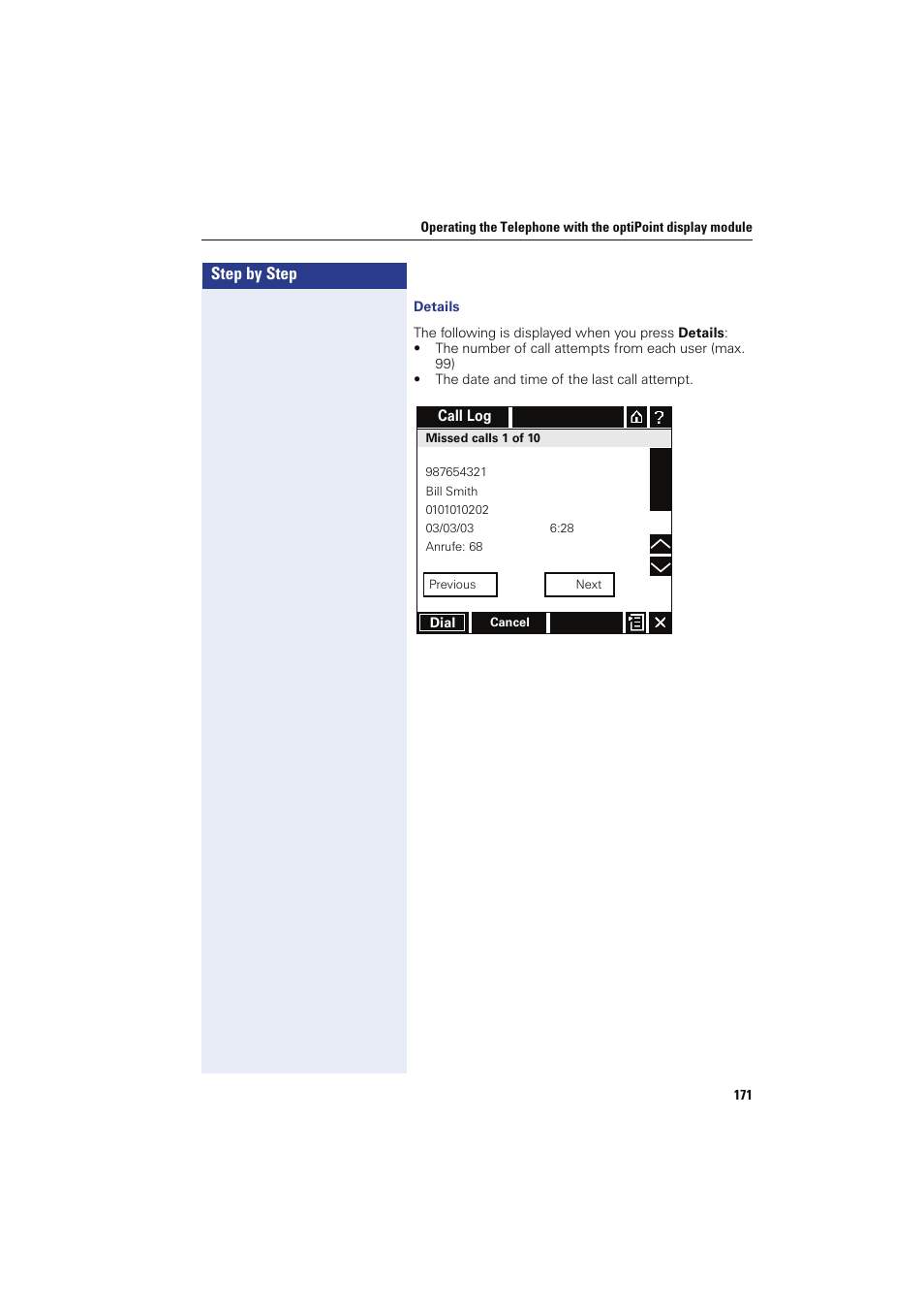 Details | Siemens HIPATH 8000 OPTIPOINT410 User Manual | Page 171 / 242