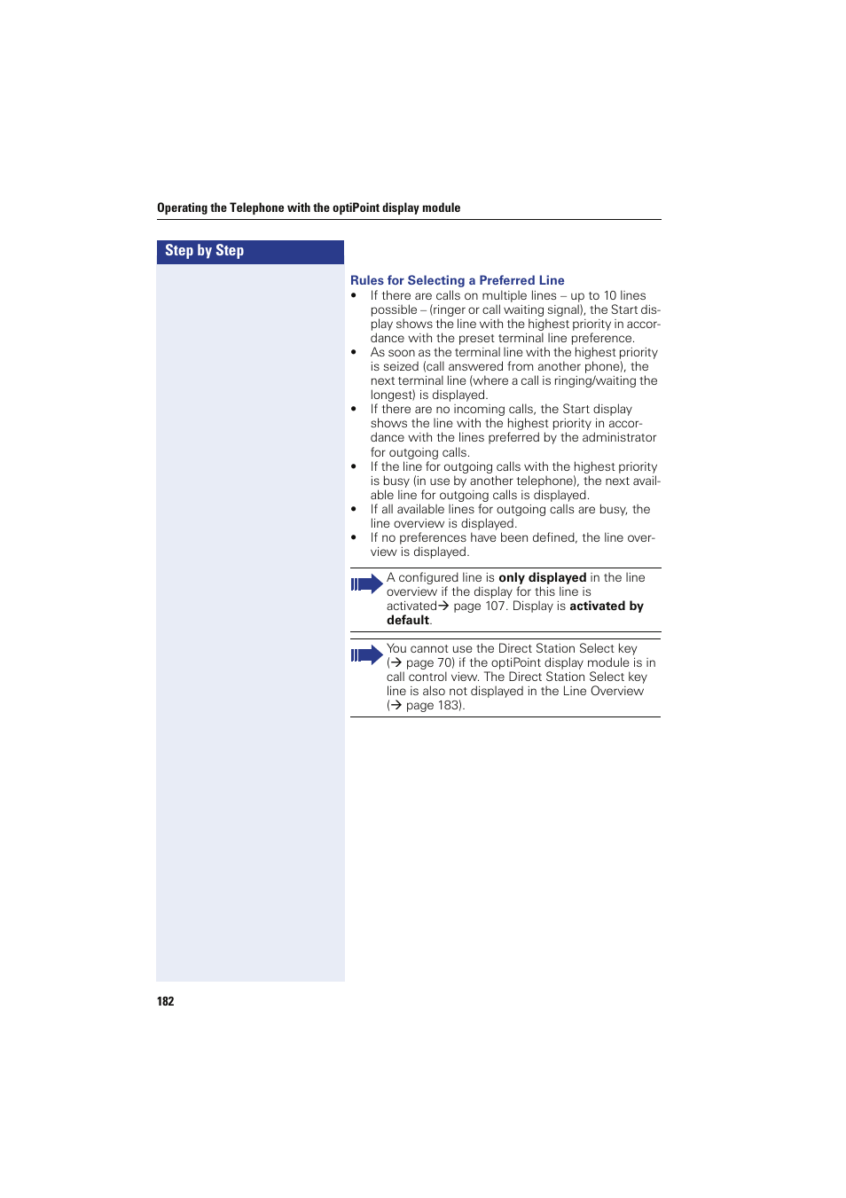 Rules for selecting a preferred line | Siemens HIPATH 8000 OPTIPOINT410 User Manual | Page 182 / 242