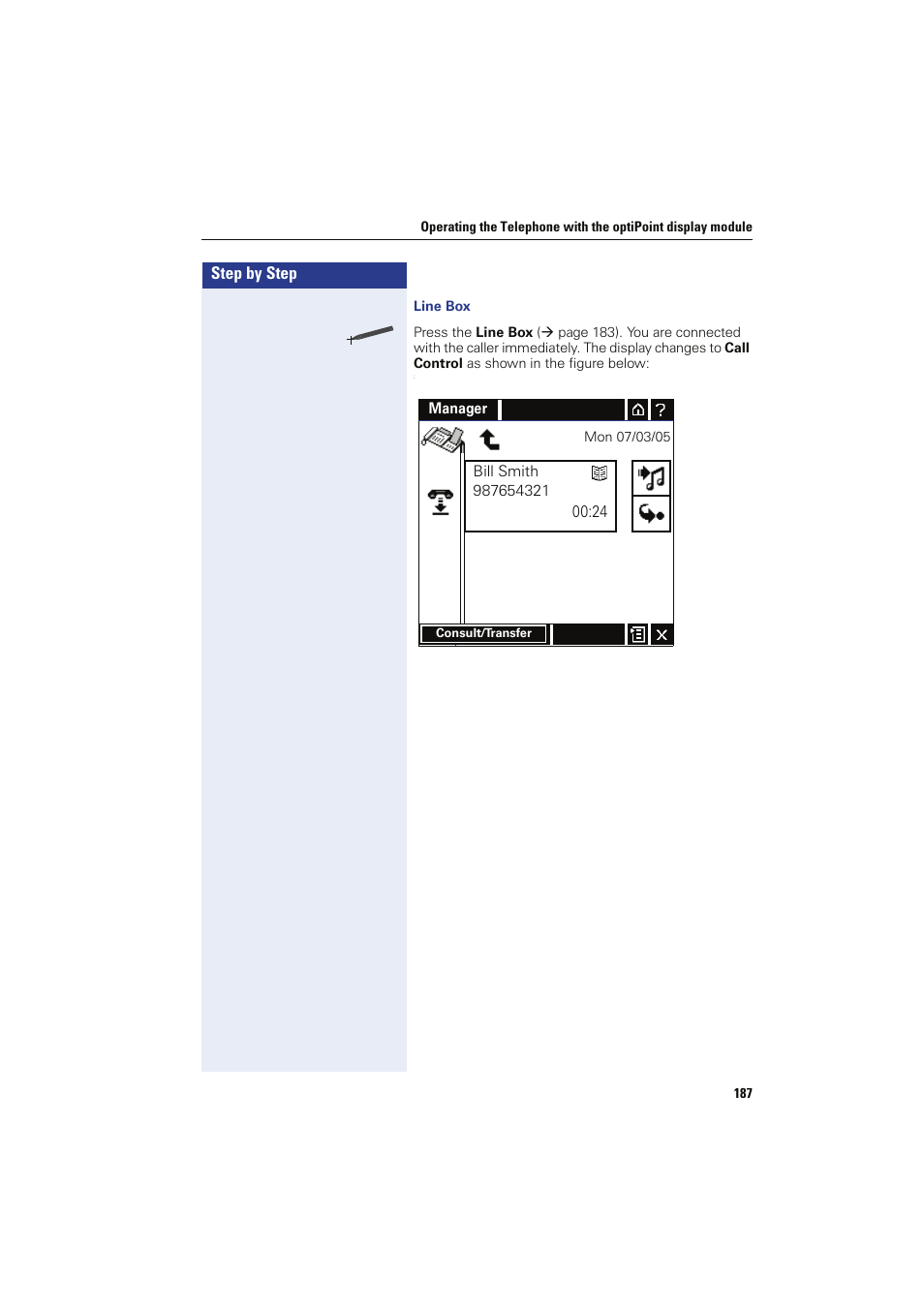 Line box | Siemens HIPATH 8000 OPTIPOINT410 User Manual | Page 187 / 242