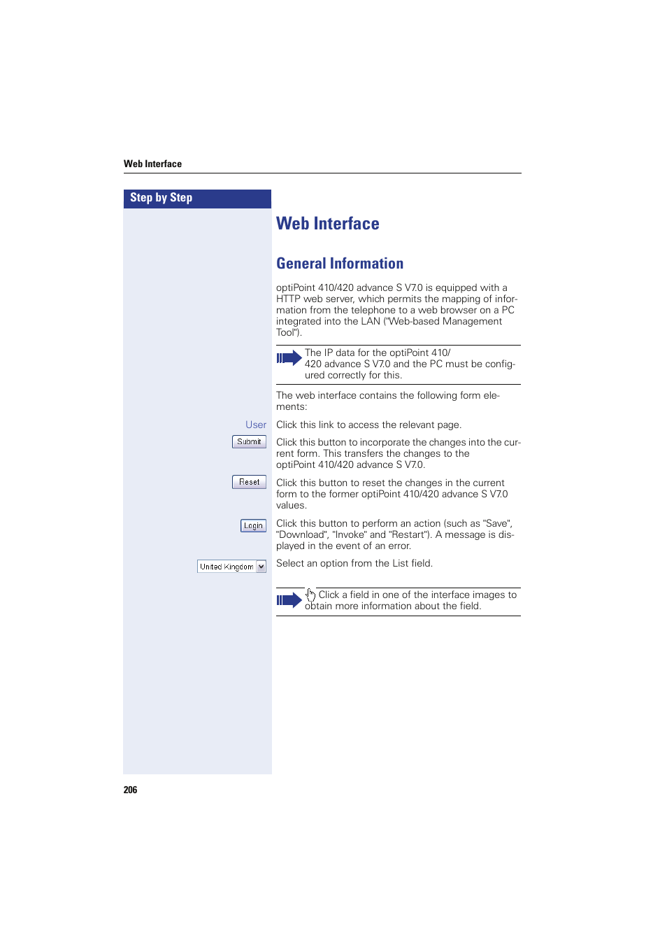 Web interface, General information, Chapte „web | Interface | Siemens HIPATH 8000 OPTIPOINT410 User Manual | Page 206 / 242