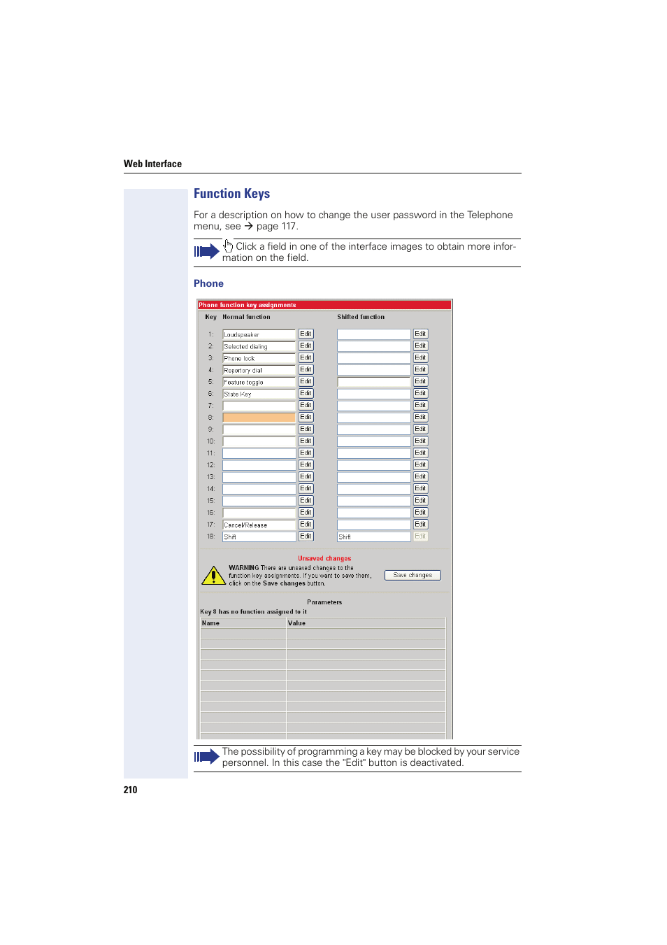 Function keys, Phone, Key module 1 | Key module 2, Key module slk 1, Key module slk 2 | Siemens HIPATH 8000 OPTIPOINT410 User Manual | Page 210 / 242