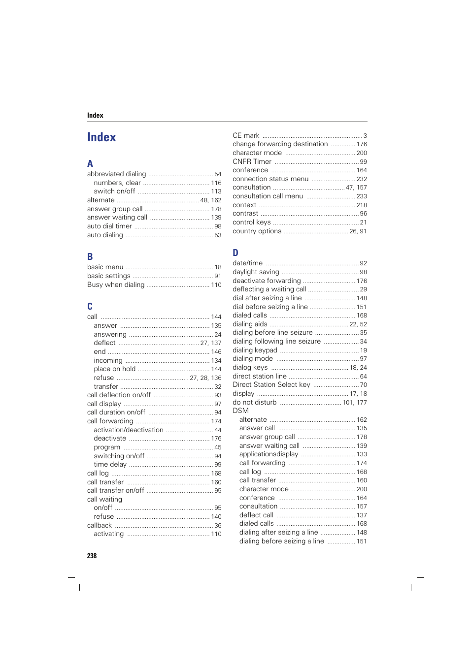 Index | Siemens HIPATH 8000 OPTIPOINT410 User Manual | Page 238 / 242