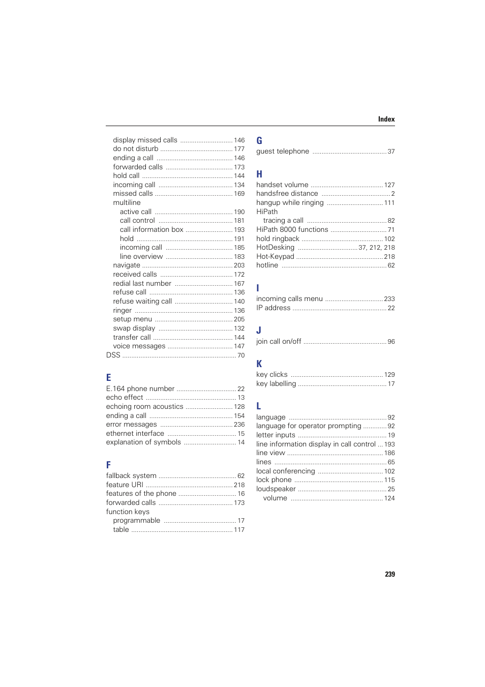 Siemens HIPATH 8000 OPTIPOINT410 User Manual | Page 239 / 242