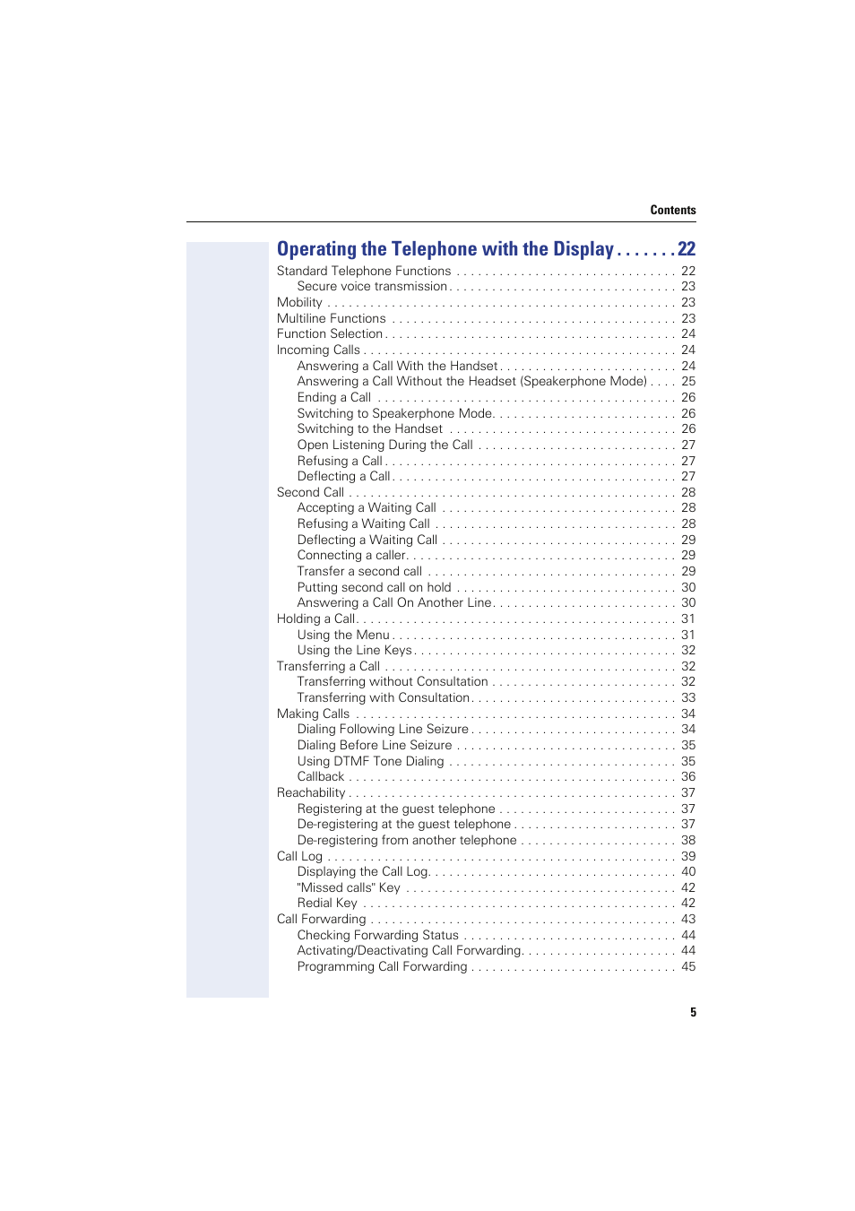 Operating the telephone with the display | Siemens HIPATH 8000 OPTIPOINT410 User Manual | Page 5 / 242