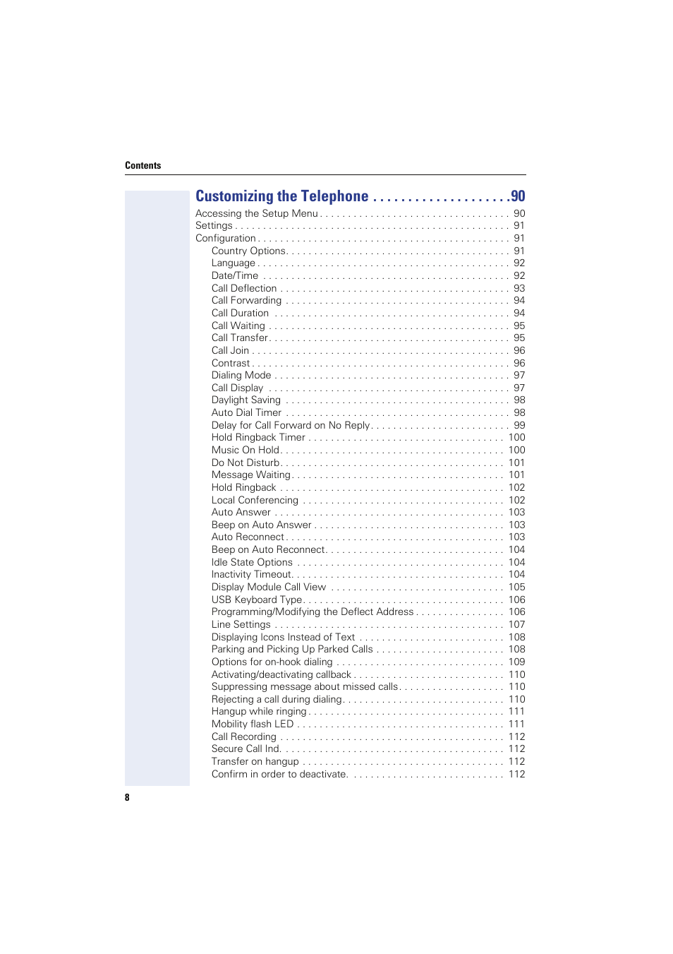 Customizing the telephone | Siemens HIPATH 8000 OPTIPOINT410 User Manual | Page 8 / 242