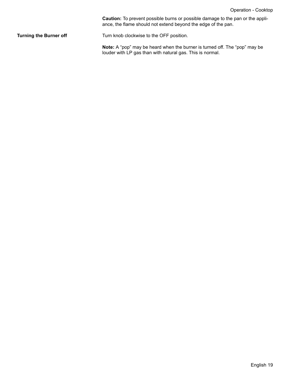 Turning the burner off | Siemens HG2425UC User Manual | Page 23 / 52