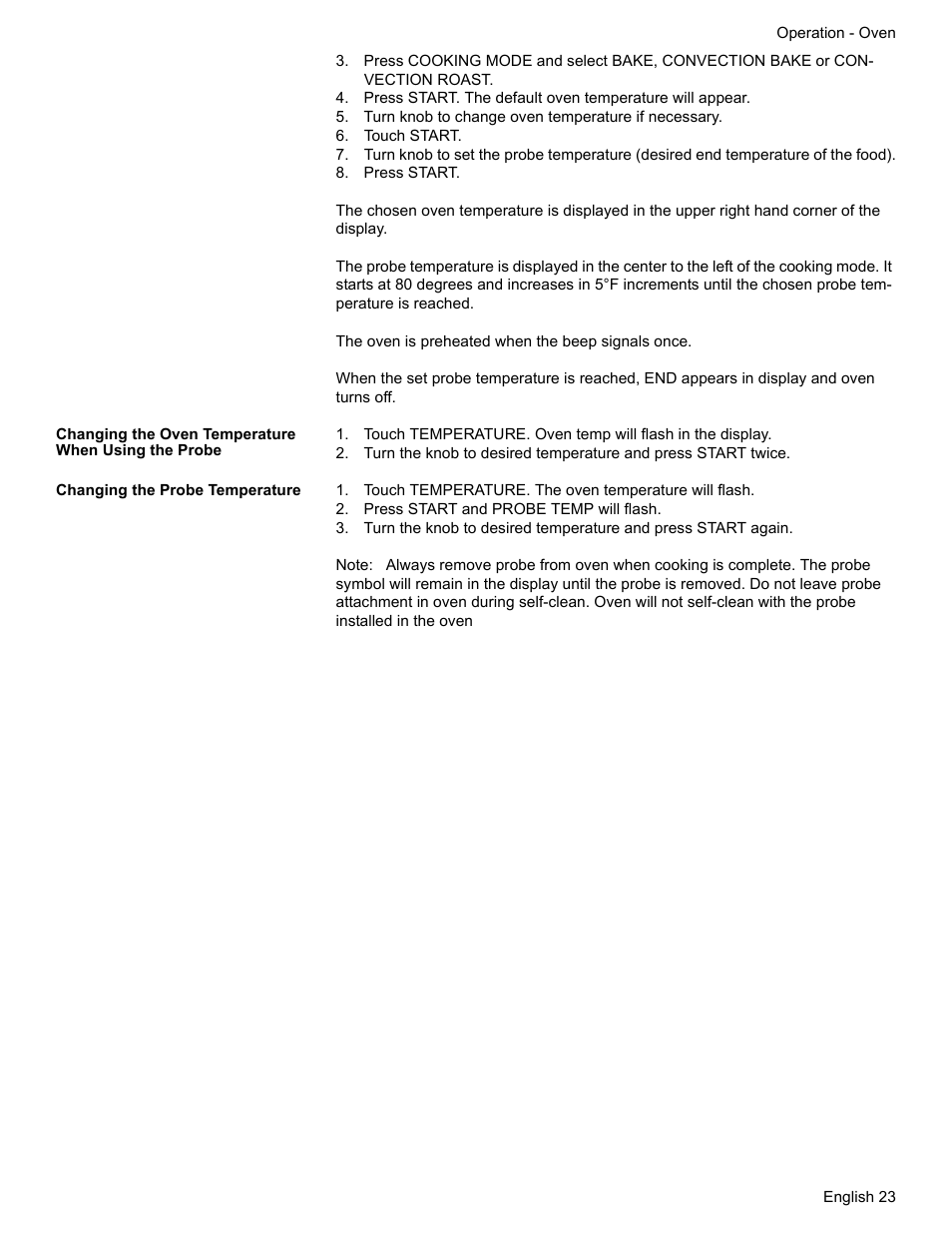 Turn knob to change oven temperature if necessary, Touch start, Press start | Changing the oven temperature when using the probe, Changing the probe temperature, Touch temperature. the oven temperature will flash, Press start and probe temp will flash | Siemens HG2425UC User Manual | Page 27 / 52