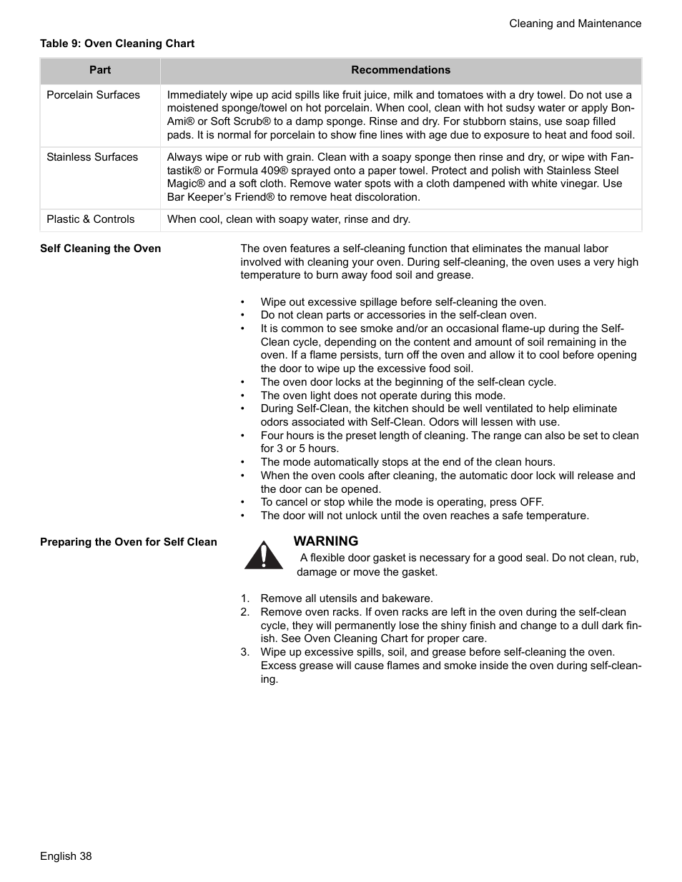 Self cleaning the oven, Preparing the oven for self clean, Remove all utensils and bakeware | Siemens HG2425UC User Manual | Page 42 / 52