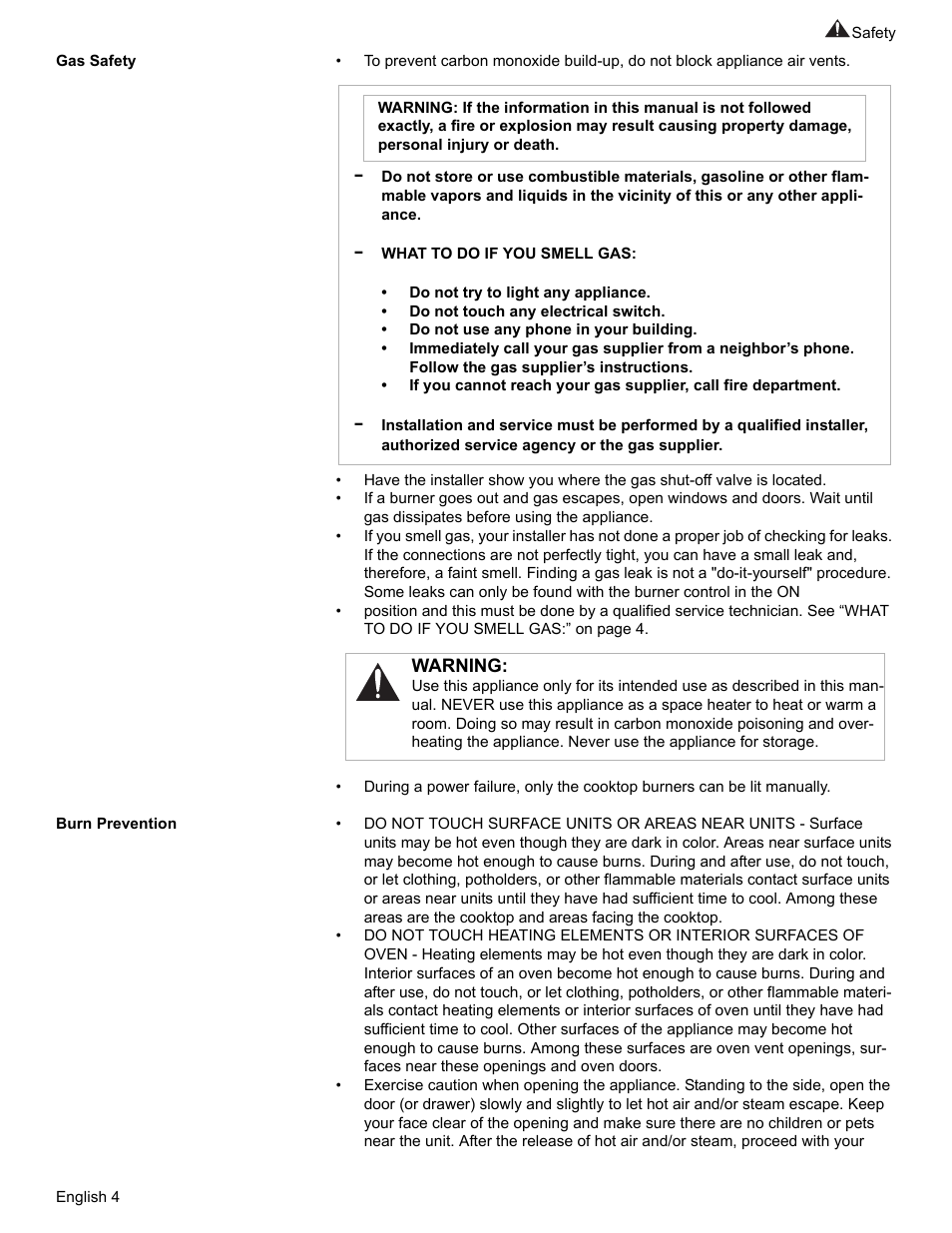 Gas safety, Burn prevention | Siemens HG2425UC User Manual | Page 8 / 52