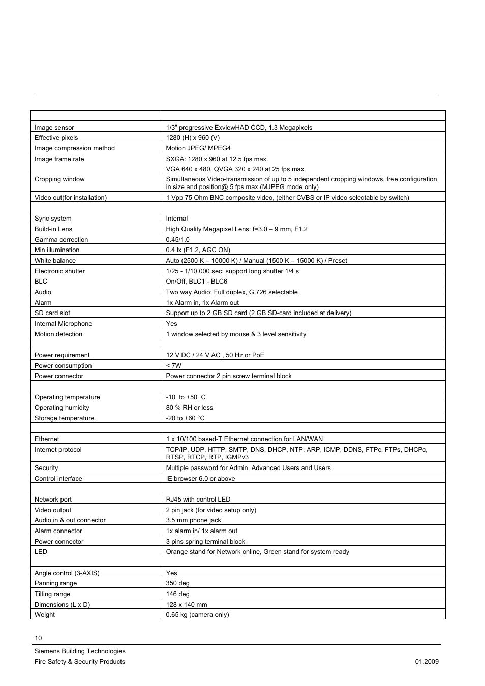 3 specifications, Specifications | Siemens DOME COLOUR CFMC1315-LP User Manual | Page 10 / 62