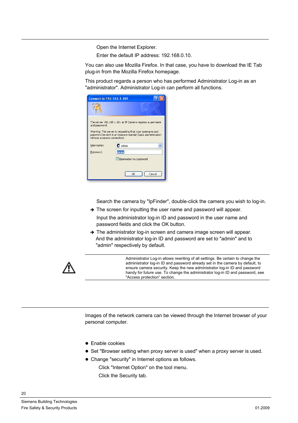 7 log-in screen, 8 viewing and listening | Siemens DOME COLOUR CFMC1315-LP User Manual | Page 20 / 62