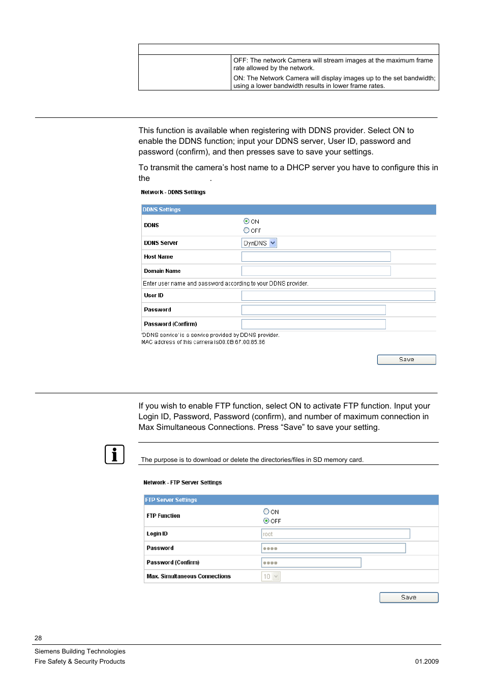 2 ddns settings, 3 ftp server | Siemens DOME COLOUR CFMC1315-LP User Manual | Page 28 / 62