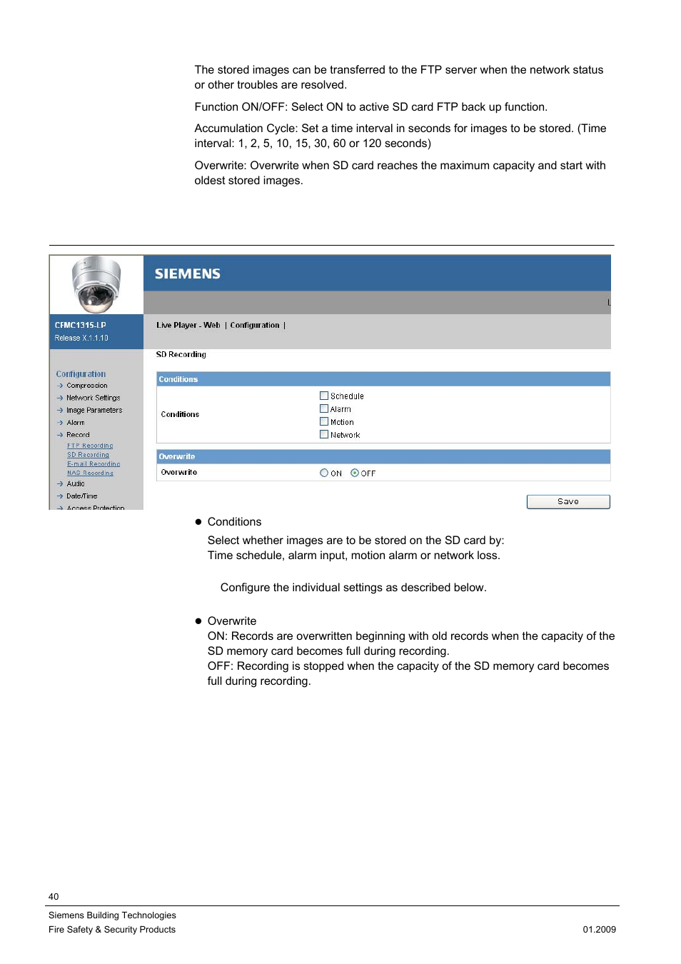 2 sd recording | Siemens DOME COLOUR CFMC1315-LP User Manual | Page 40 / 62