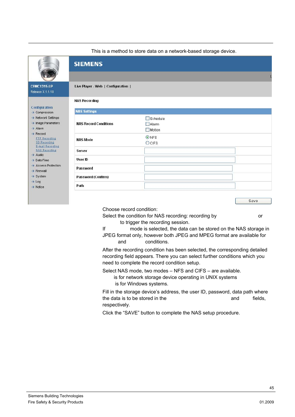 4 nas recording | Siemens DOME COLOUR CFMC1315-LP User Manual | Page 45 / 62