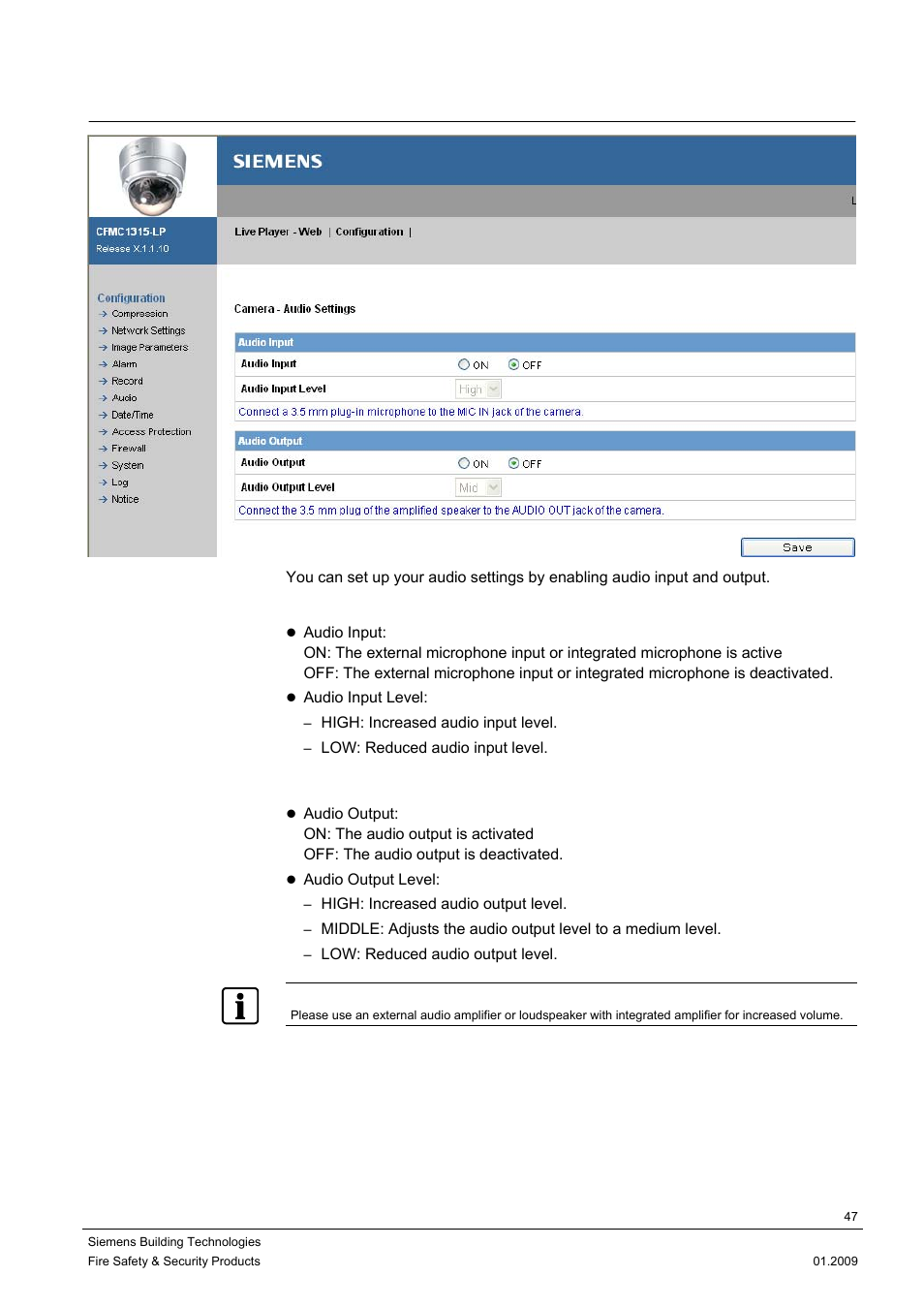 6 audio | Siemens DOME COLOUR CFMC1315-LP User Manual | Page 47 / 62