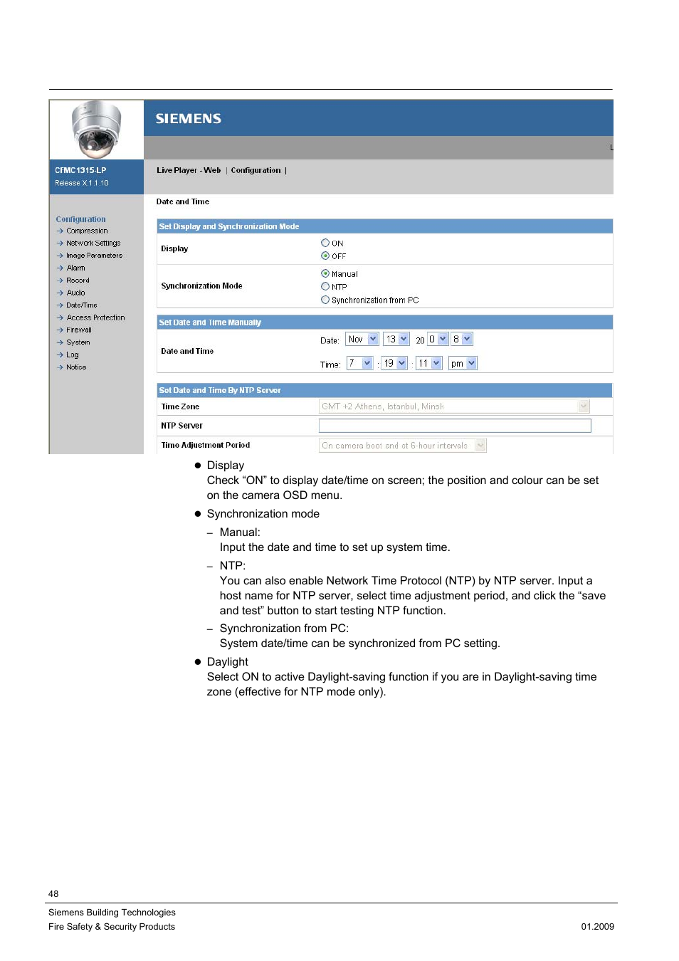 7 date/time | Siemens DOME COLOUR CFMC1315-LP User Manual | Page 48 / 62