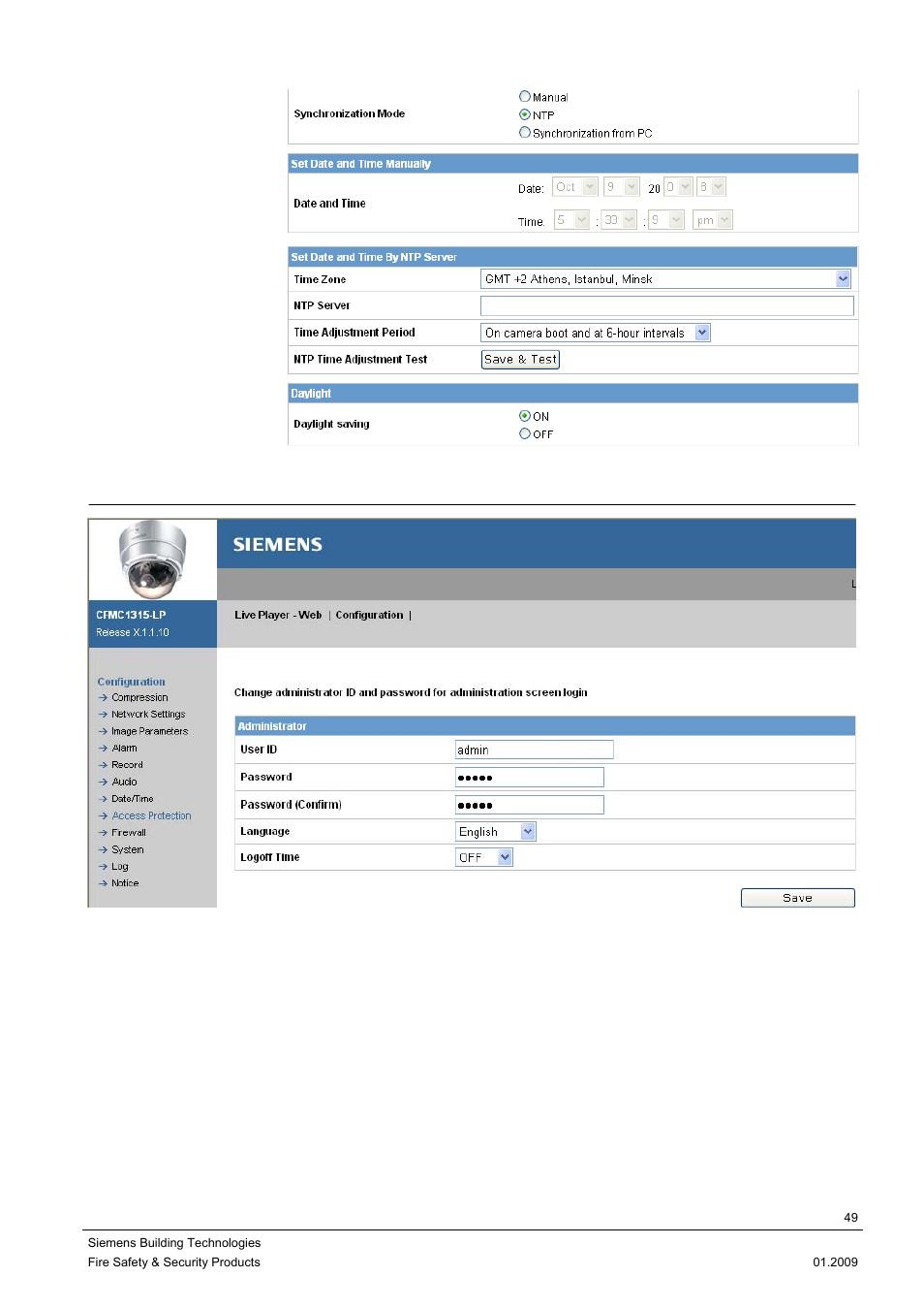 8 access protection | Siemens DOME COLOUR CFMC1315-LP User Manual | Page 49 / 62