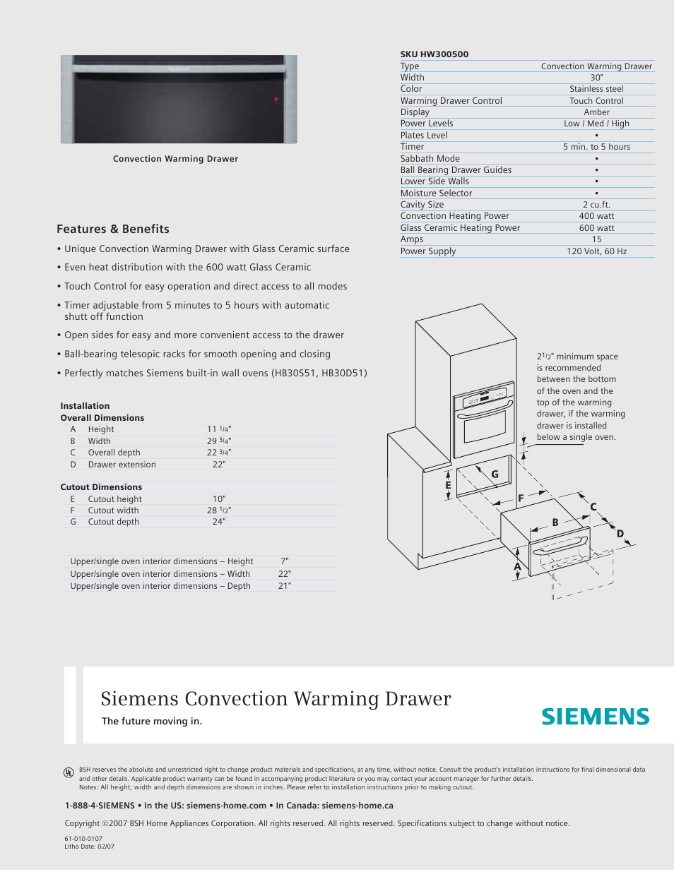 Siemens SKU HW300500 User Manual | 1 page