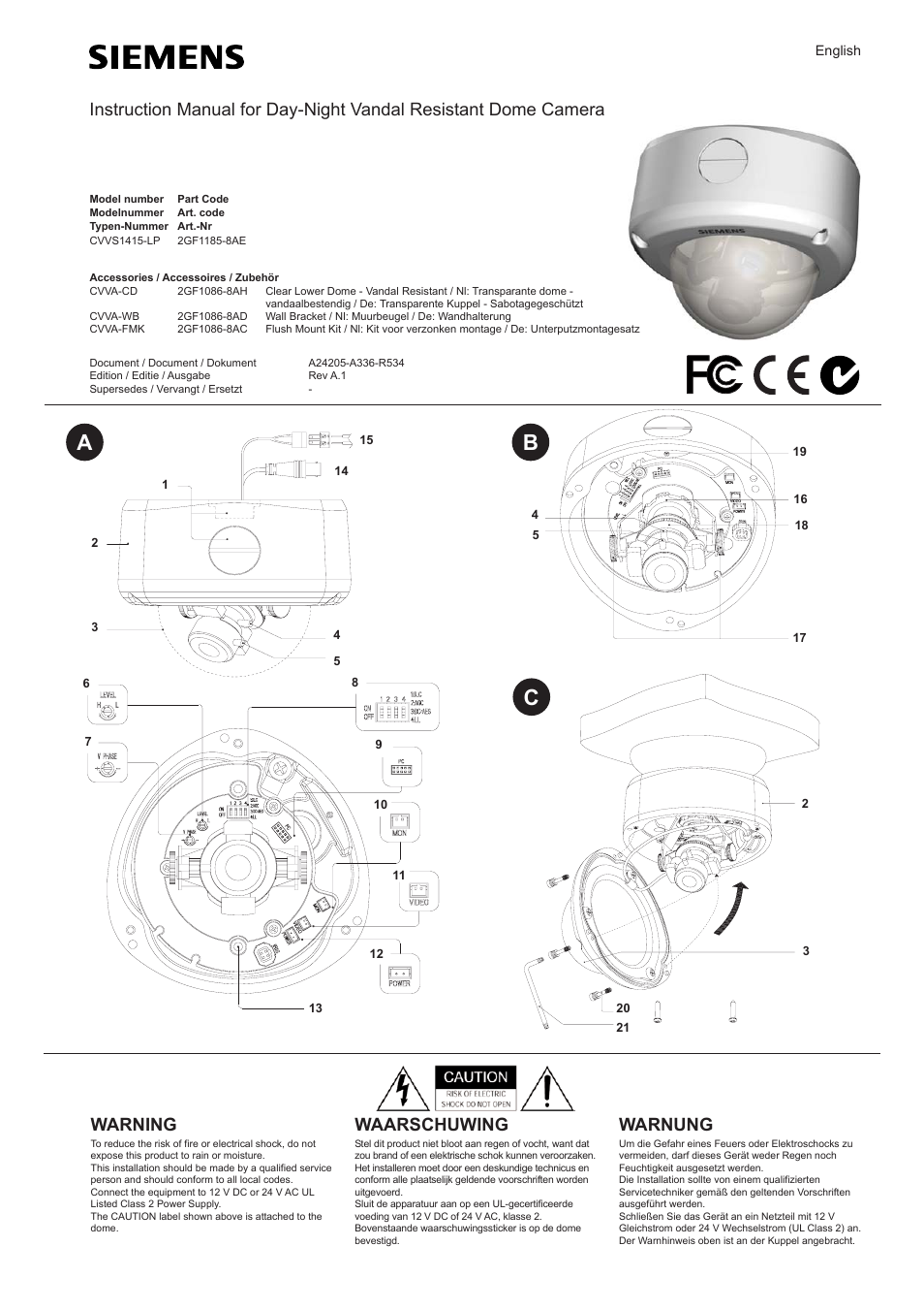 Siemens CVVS1415-LP User Manual | 6 pages