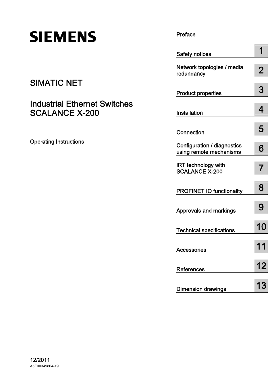 Siemens Industrial Ethernet Switches SCALANCE X-200 User Manual | 296 pages