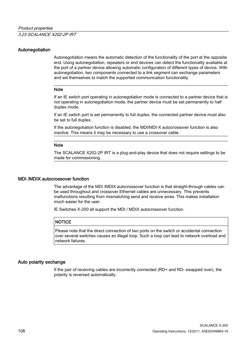 Siemens Industrial Ethernet Switches SCALANCE X-200 User Manual | Page 108 / 296