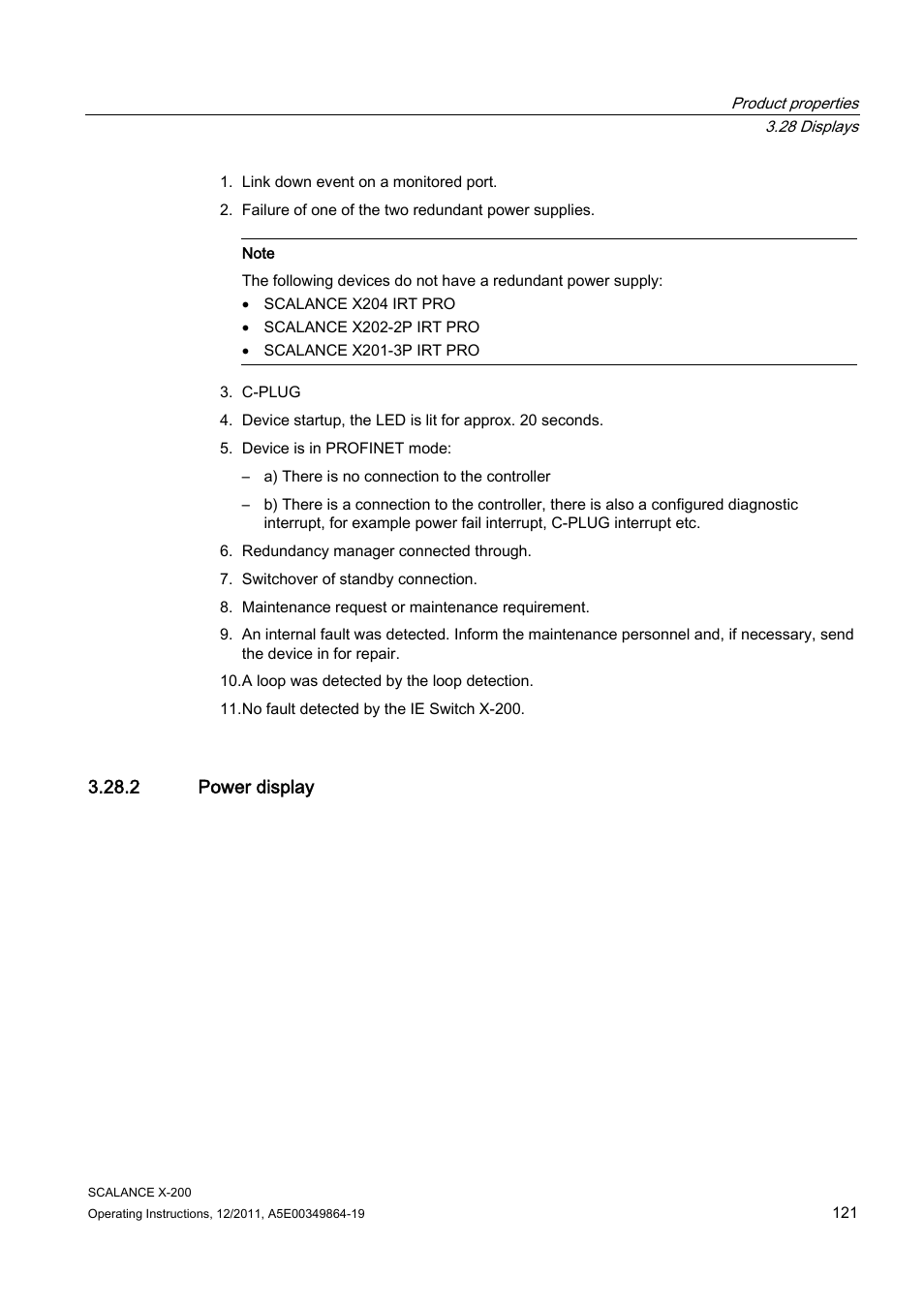 2 power display | Siemens Industrial Ethernet Switches SCALANCE X-200 User Manual | Page 121 / 296