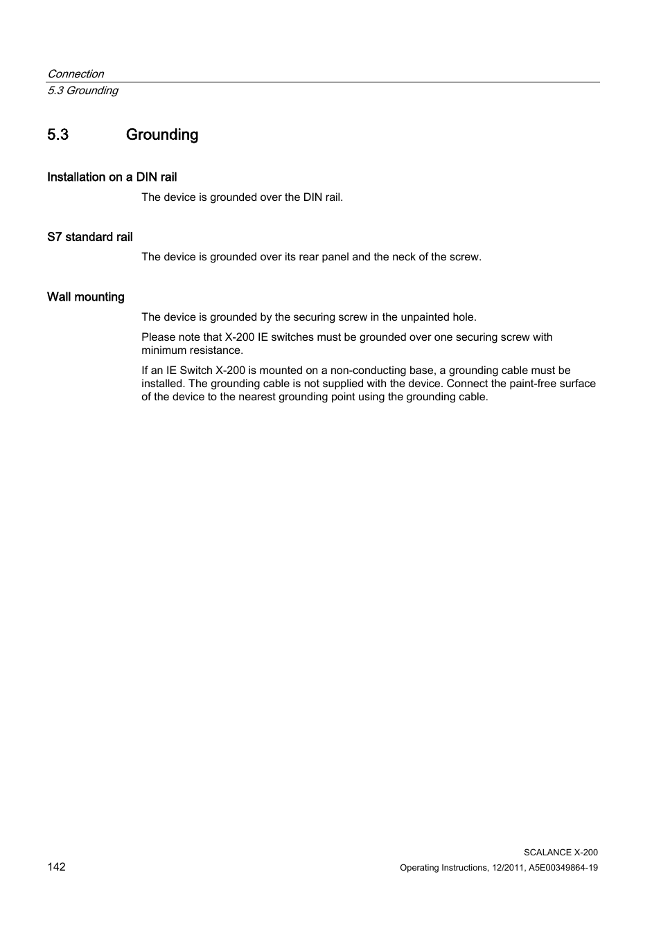 3 grounding | Siemens Industrial Ethernet Switches SCALANCE X-200 User Manual | Page 142 / 296