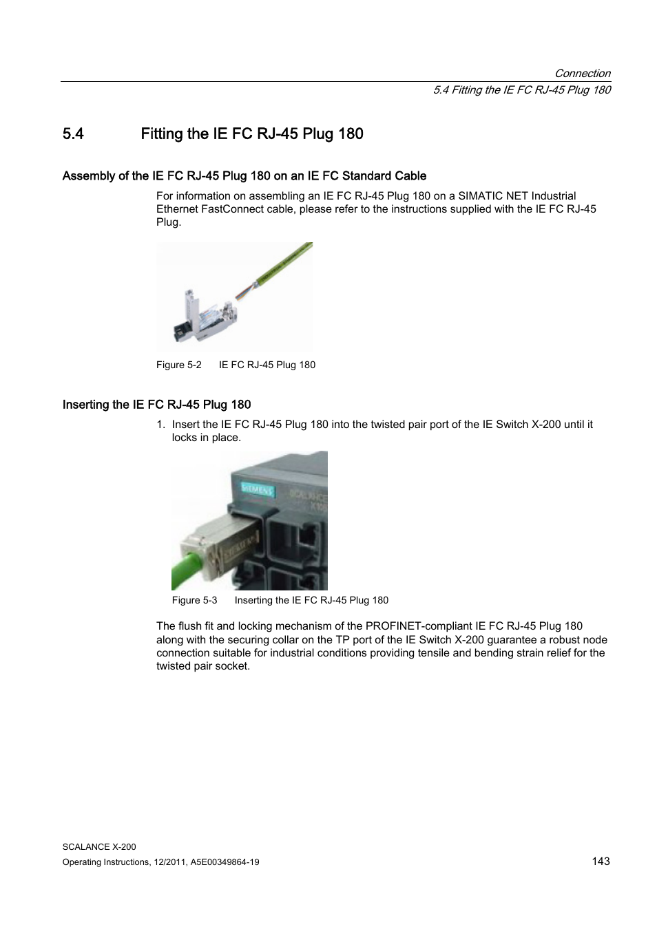 4 fitting the ie fc rj-45 plug 180 | Siemens Industrial Ethernet Switches SCALANCE X-200 User Manual | Page 143 / 296