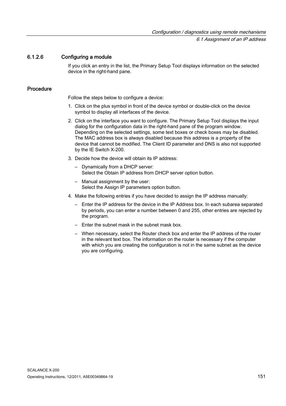 6 configuring a module | Siemens Industrial Ethernet Switches SCALANCE X-200 User Manual | Page 151 / 296