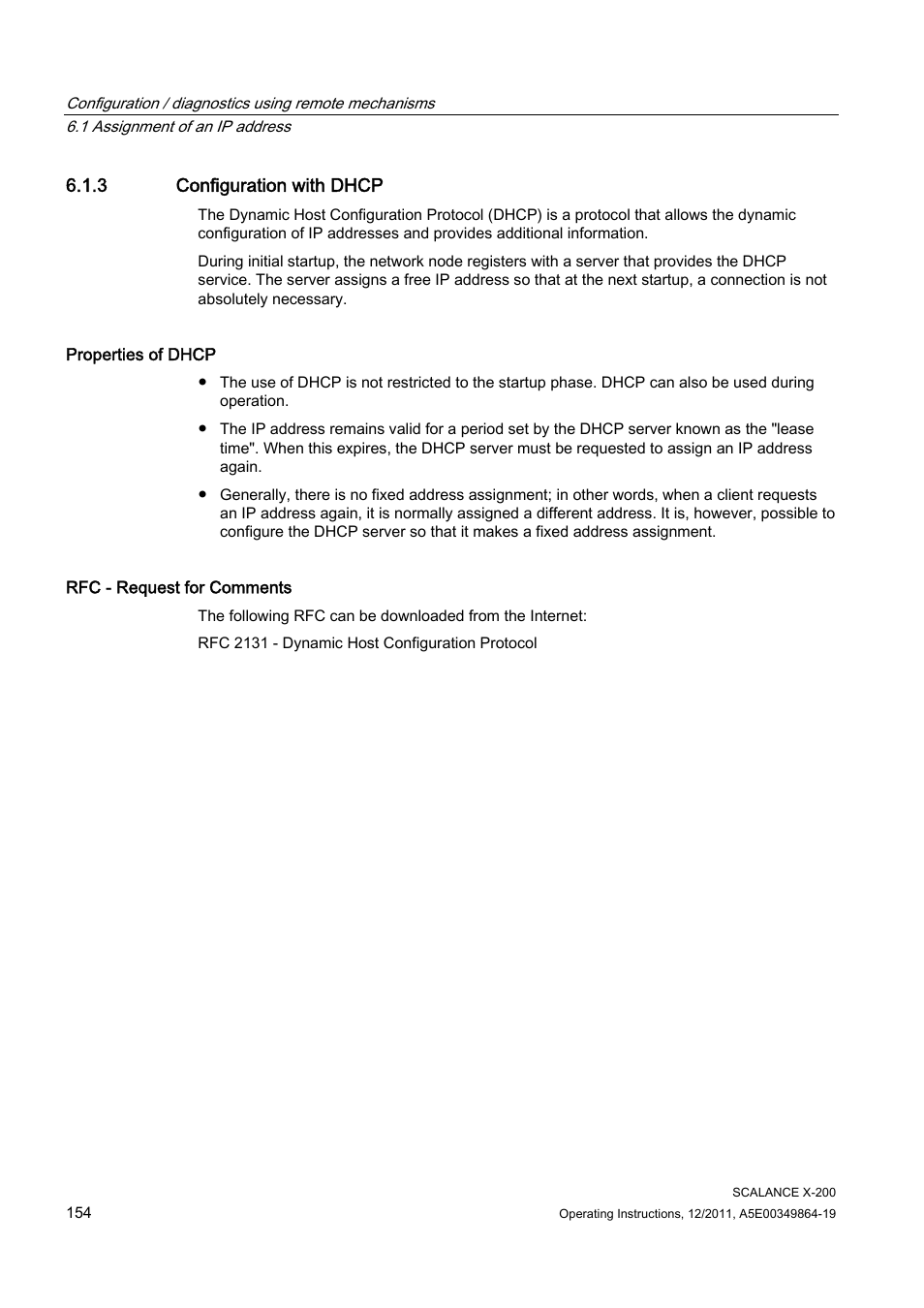 3 configuration with dhcp | Siemens Industrial Ethernet Switches SCALANCE X-200 User Manual | Page 154 / 296