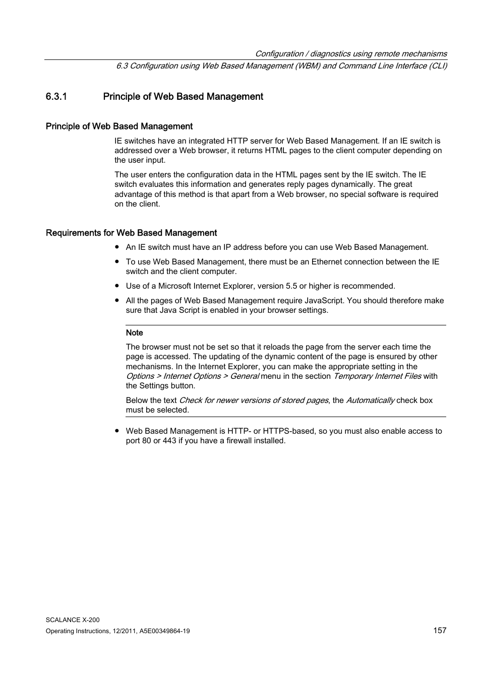 1 principle of web based management | Siemens Industrial Ethernet Switches SCALANCE X-200 User Manual | Page 157 / 296