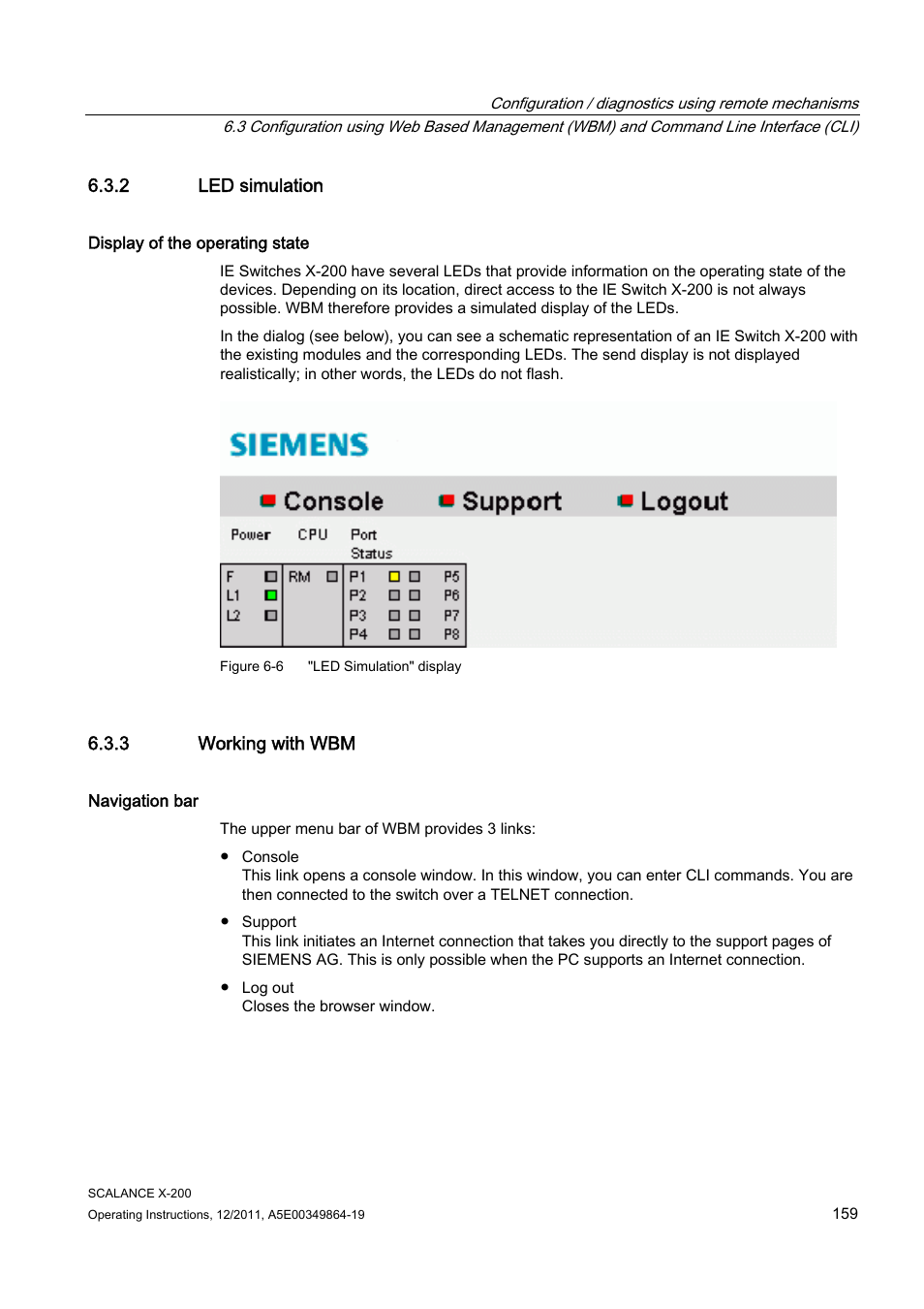 2 led simulation, 3 working with wbm | Siemens Industrial Ethernet Switches SCALANCE X-200 User Manual | Page 159 / 296