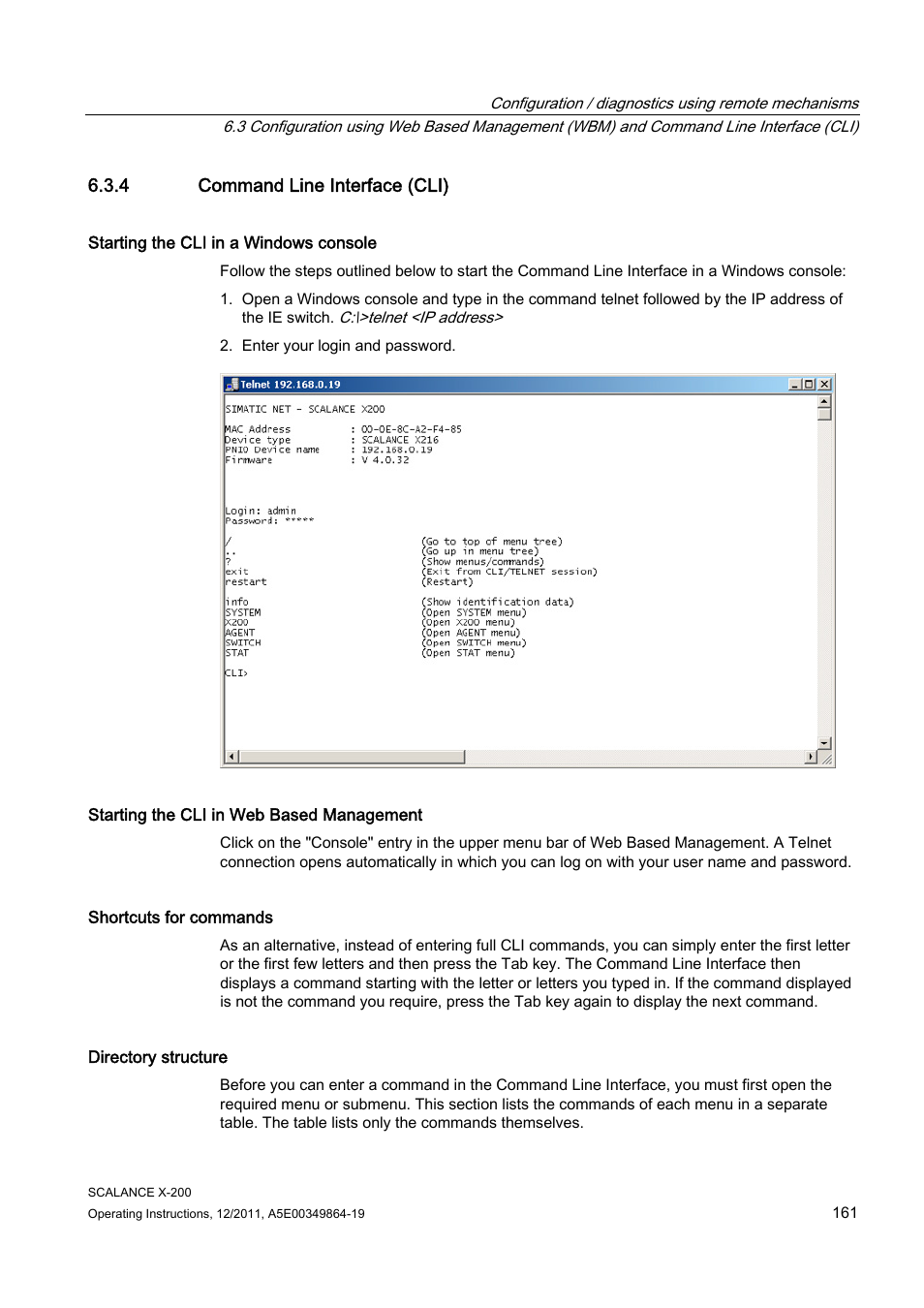 4 command line interface (cli) | Siemens Industrial Ethernet Switches SCALANCE X-200 User Manual | Page 161 / 296