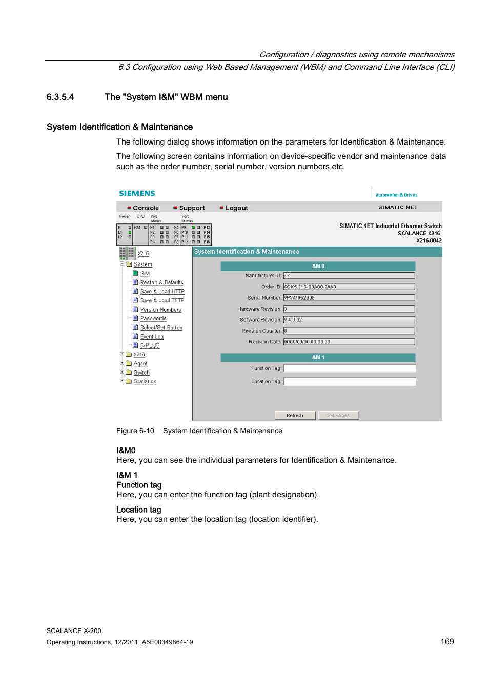 4 the "system i&m" wbm menu | Siemens Industrial Ethernet Switches SCALANCE X-200 User Manual | Page 169 / 296