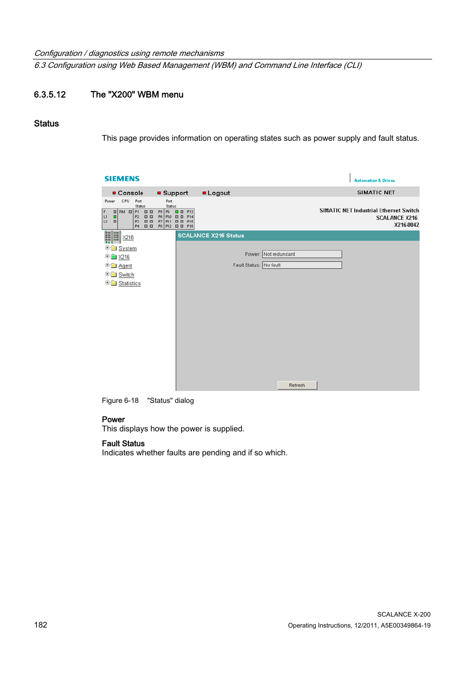 12 the "x200" wbm menu | Siemens Industrial Ethernet Switches SCALANCE X-200 User Manual | Page 182 / 296