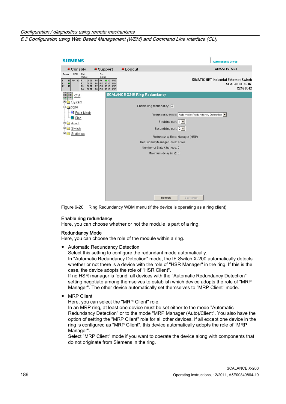 Siemens Industrial Ethernet Switches SCALANCE X-200 User Manual | Page 186 / 296