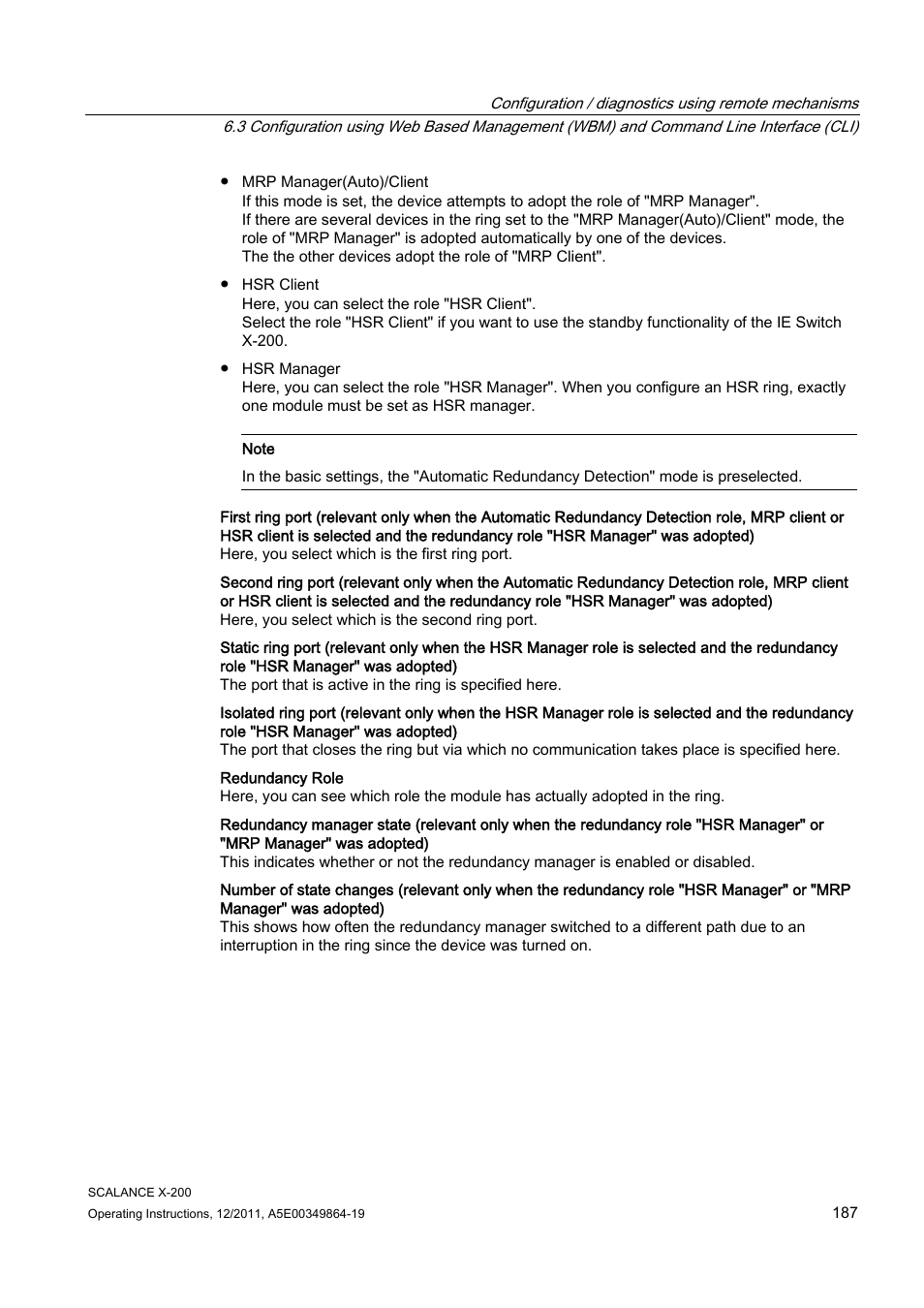 Siemens Industrial Ethernet Switches SCALANCE X-200 User Manual | Page 187 / 296