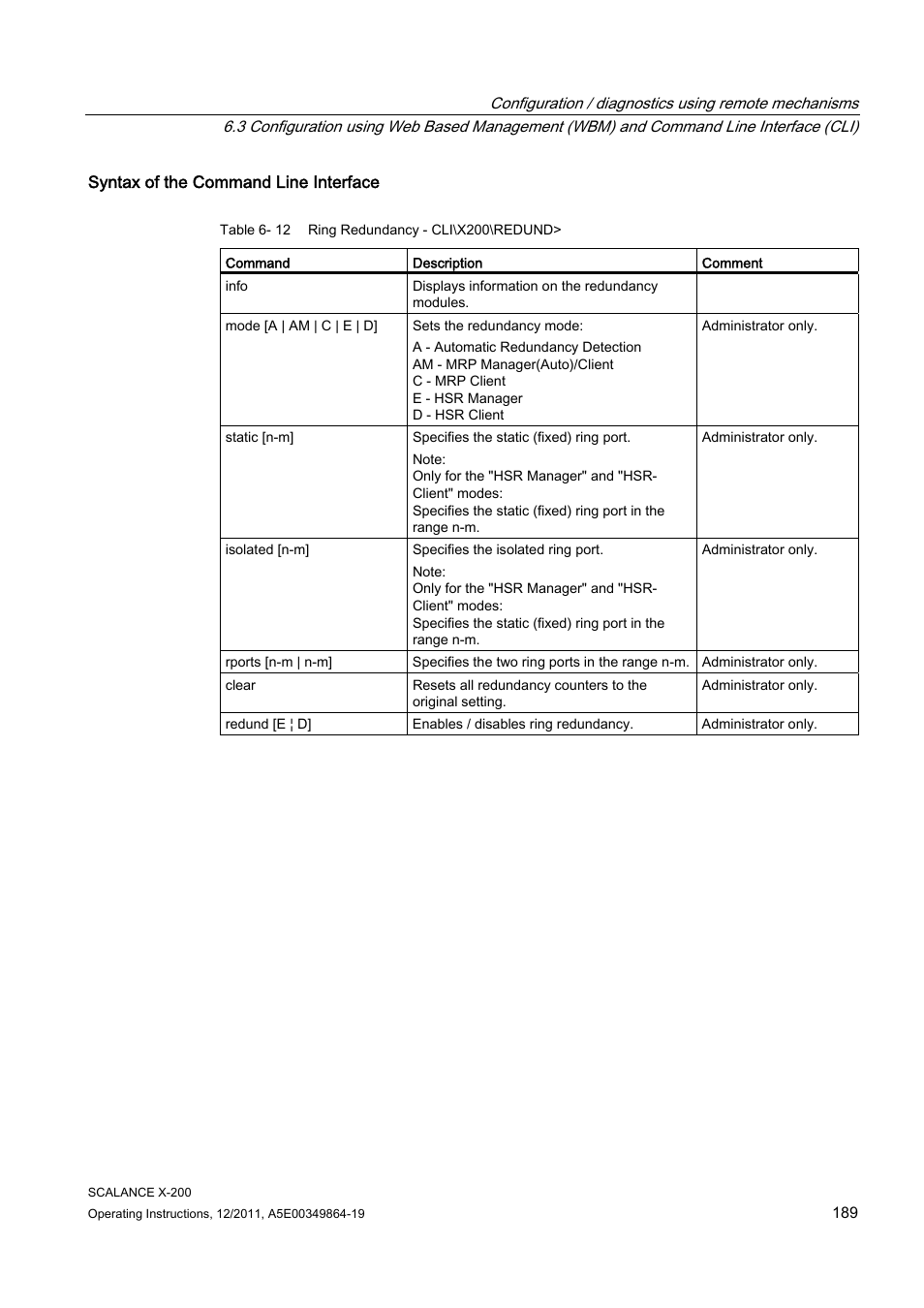 Siemens Industrial Ethernet Switches SCALANCE X-200 User Manual | Page 189 / 296