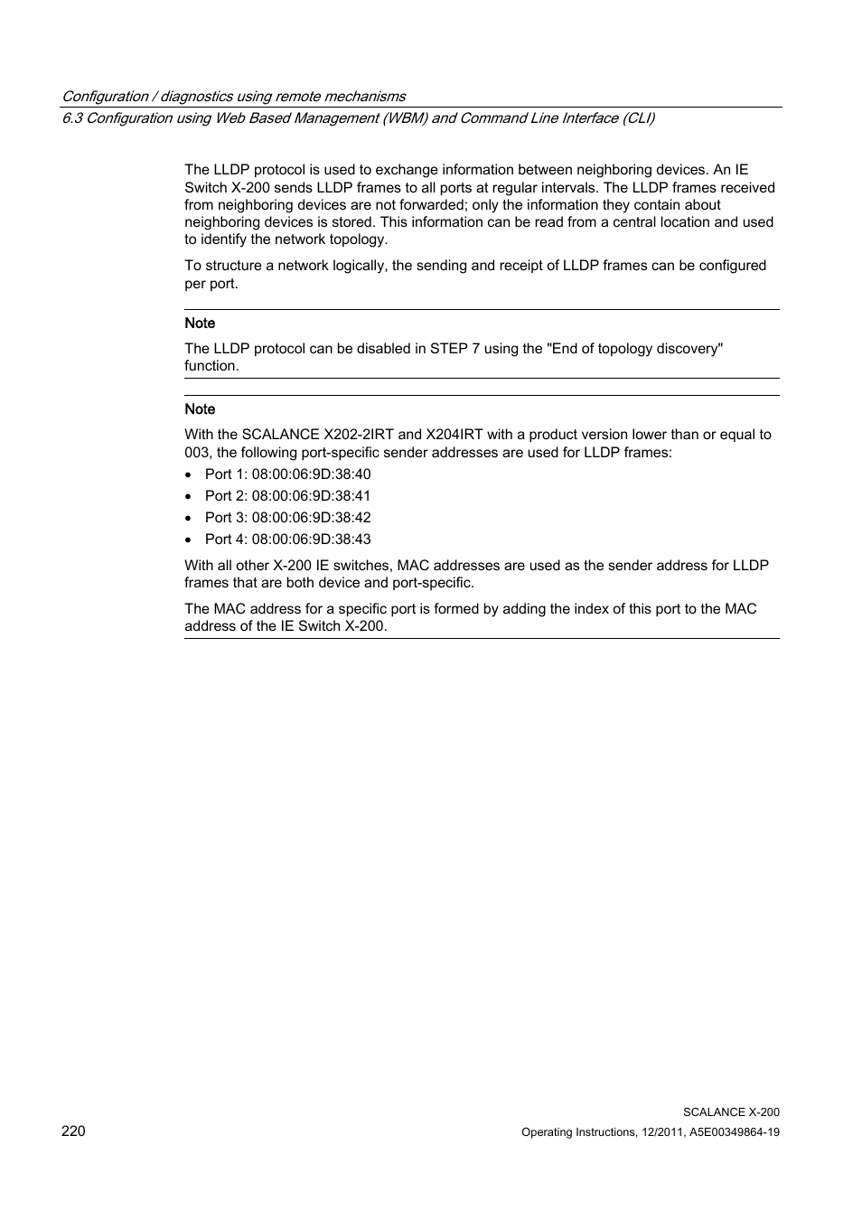 Siemens Industrial Ethernet Switches SCALANCE X-200 User Manual | Page 220 / 296