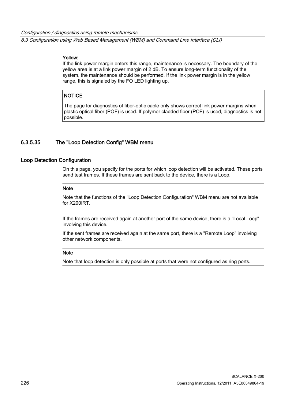 35 the "loop detection config" wbm menu | Siemens Industrial Ethernet Switches SCALANCE X-200 User Manual | Page 226 / 296