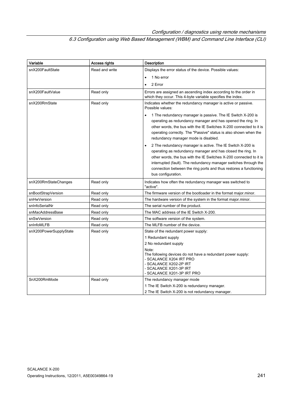 Siemens Industrial Ethernet Switches SCALANCE X-200 User Manual | Page 241 / 296