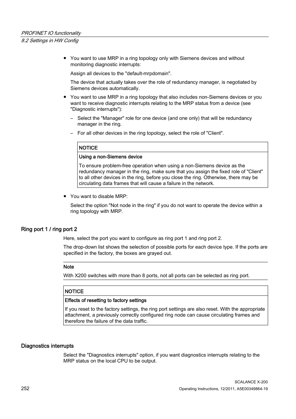 Siemens Industrial Ethernet Switches SCALANCE X-200 User Manual | Page 252 / 296