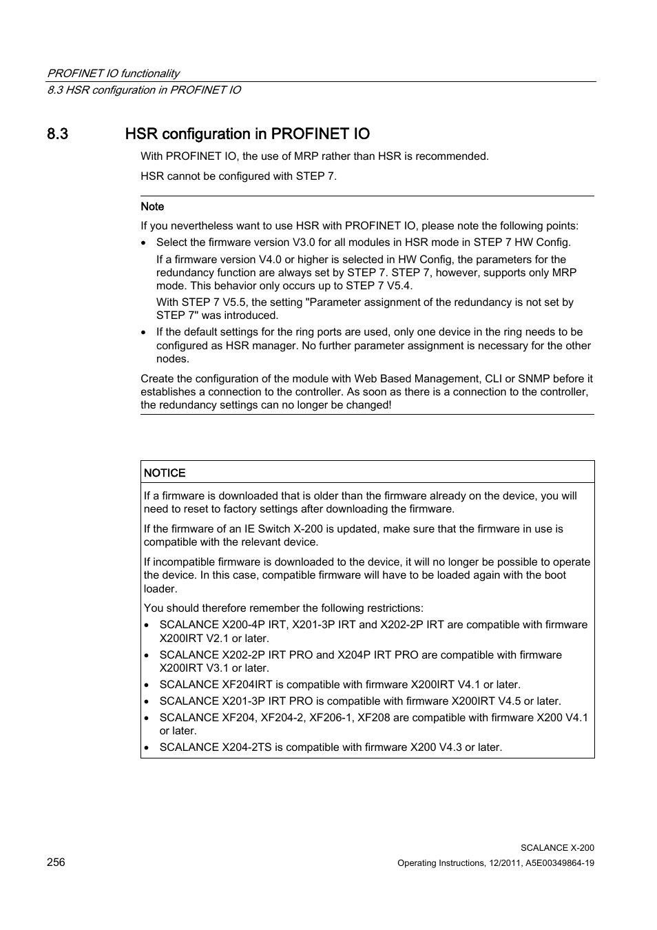 3 hsr configuration in profinet io | Siemens Industrial Ethernet Switches SCALANCE X-200 User Manual | Page 256 / 296