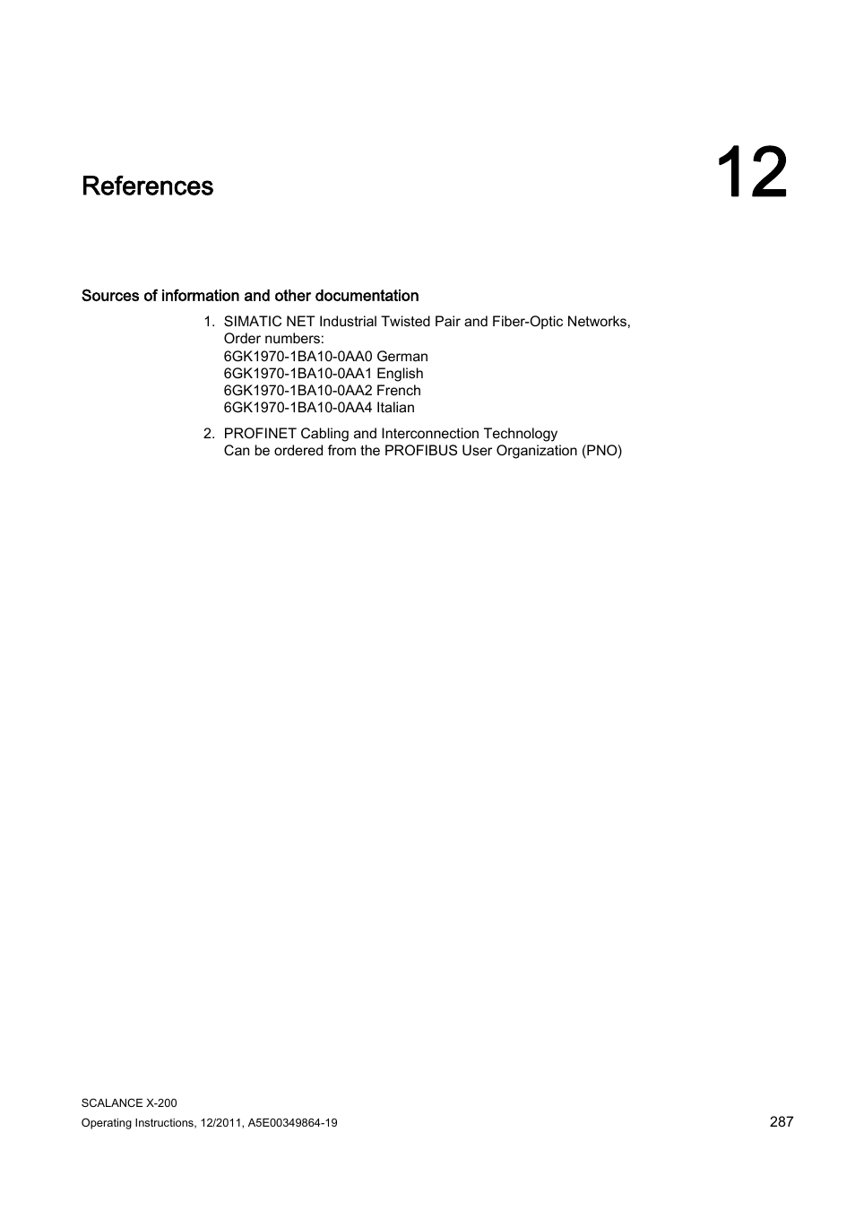 12 references, References | Siemens Industrial Ethernet Switches SCALANCE X-200 User Manual | Page 287 / 296